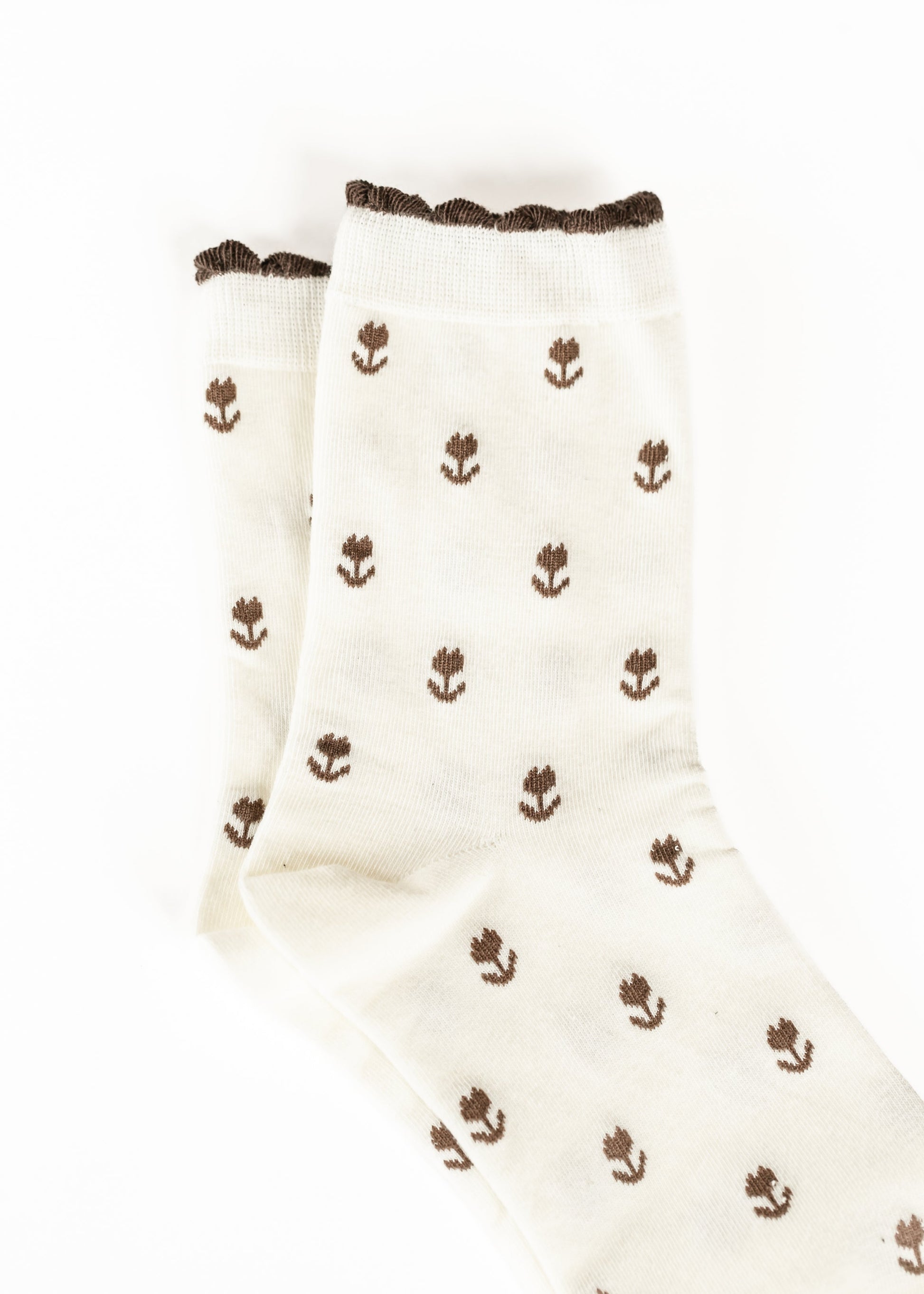 Ivory Crew Floral Cotton Sock Accessory