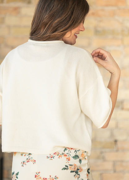 Ivory Lightweight Short Sleeve Cardigan FF Layering Essentials