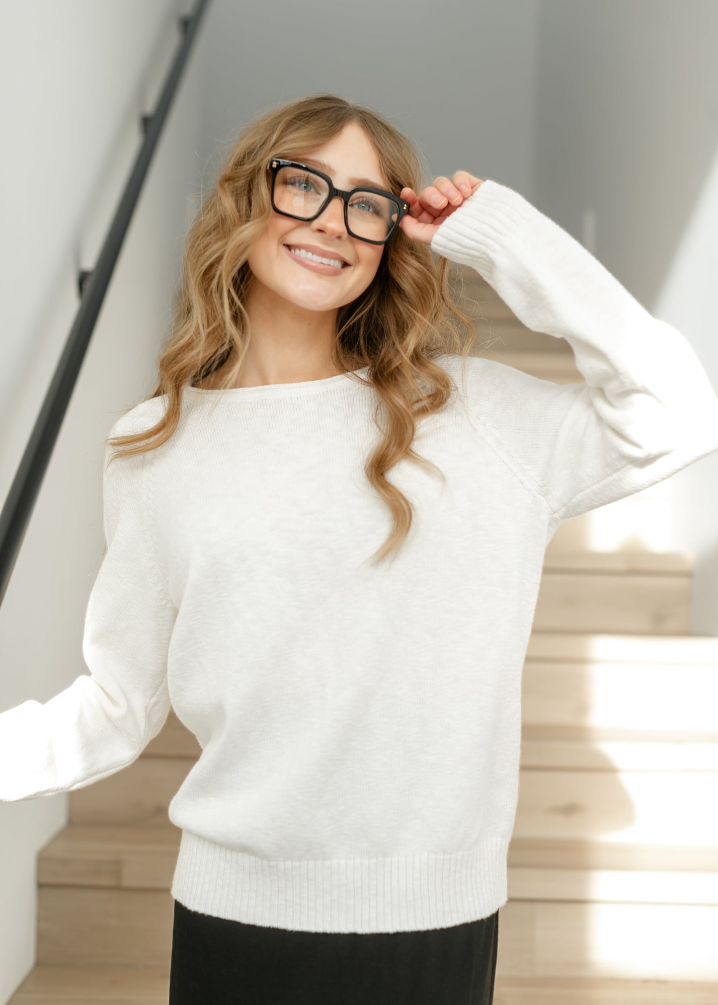 Ivory Slub Sweater Top FF Tops