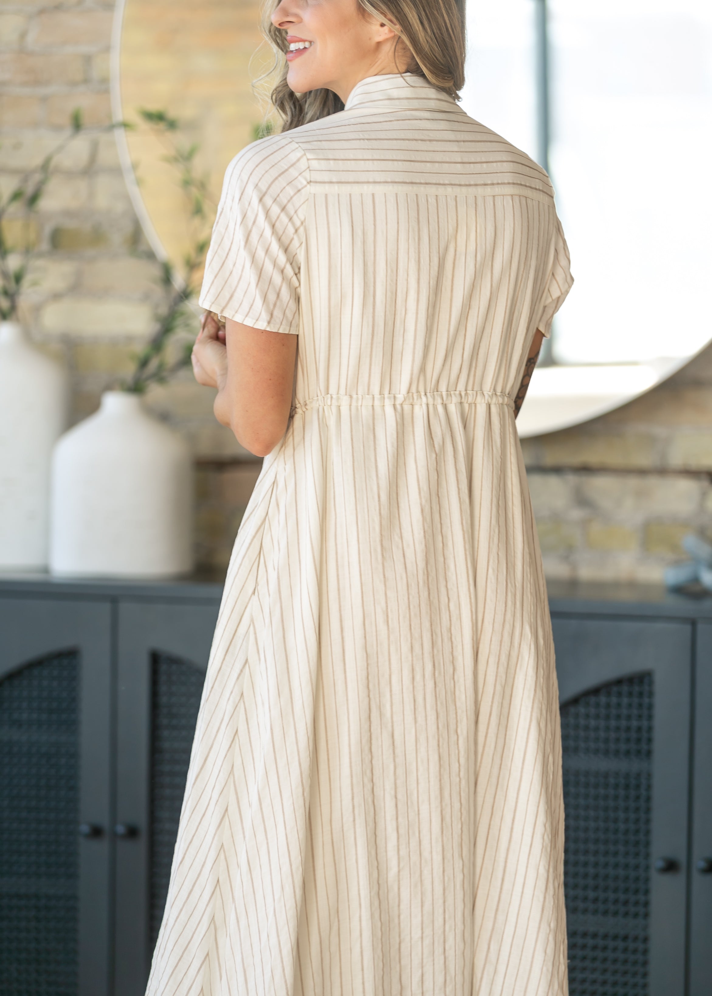 bohemia striped shirt maxi dress Erika Pea ELLA WOMEN BOHEMIAN MAXI DRESS STRIPE GERMAN STRIPE / O/S