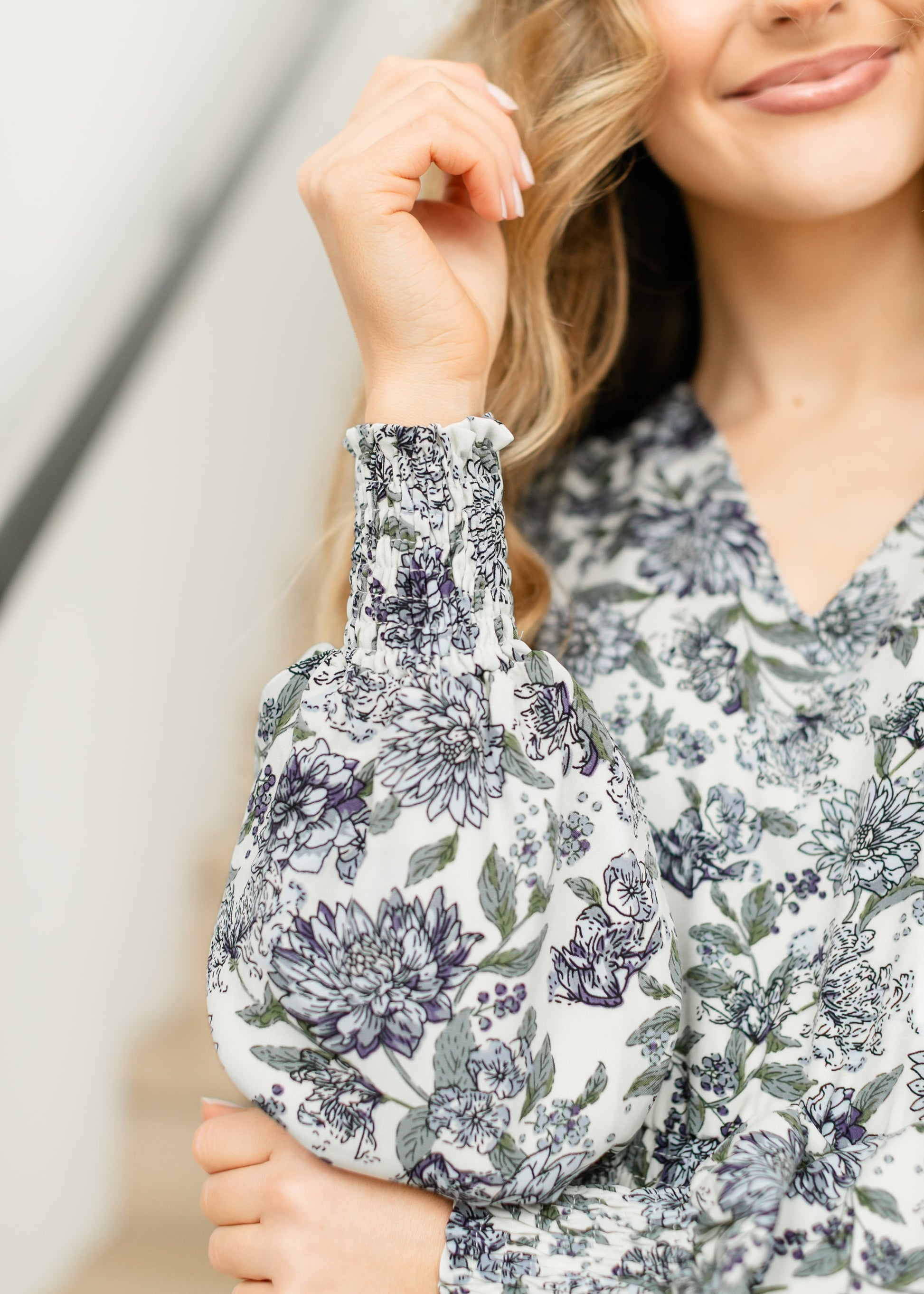 Jacey Long Sleeve Smocked Waist Maxi Dress FF Dresses