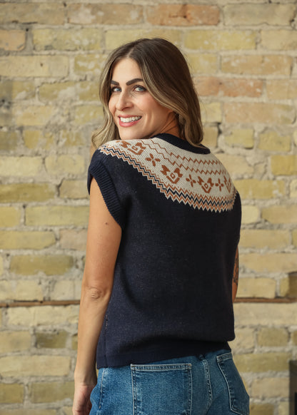 Jacquard Print Boxy Sweater Top FF Tops