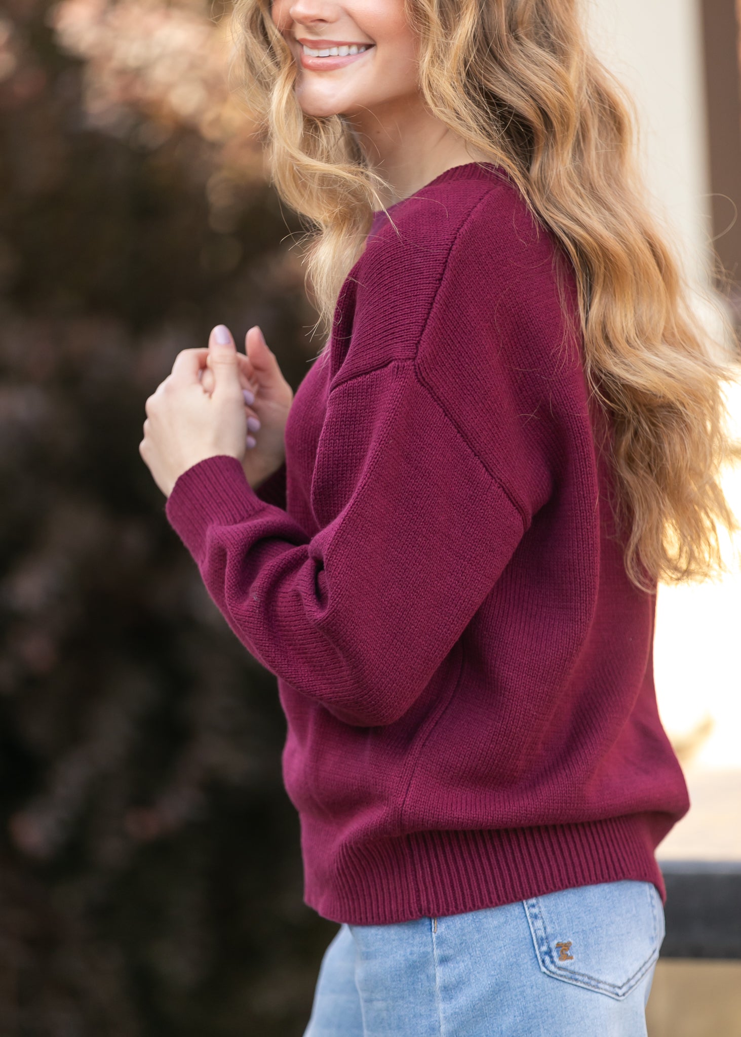 Jacquard Teddy Crew Neck Sweater FF Tops