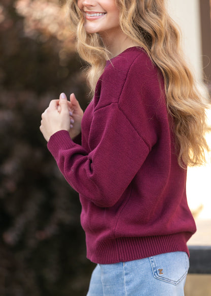 Jacquard Teddy Crew Neck Sweater FF Tops