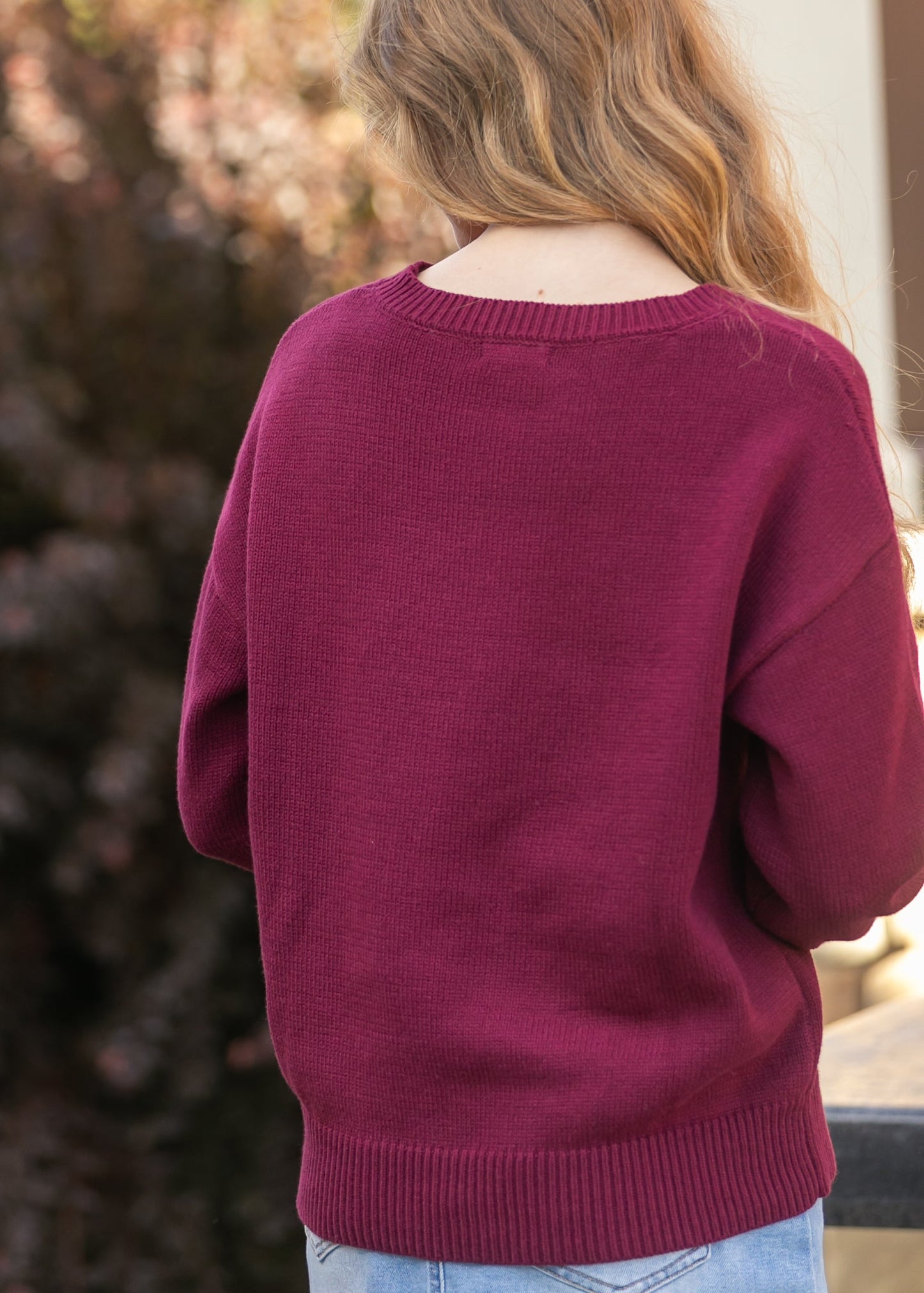 Jacquard Teddy Crew Neck Sweater FF Tops