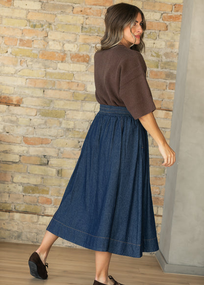 Jamie Dark Wash Denim A-Line Maxi Skirt FF Skirts