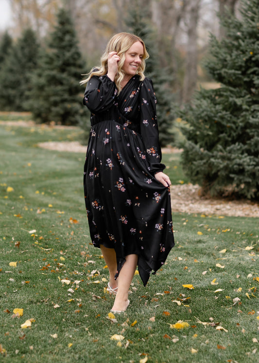 Jamie V-neck Floral Print Midi Dress FF Dresses