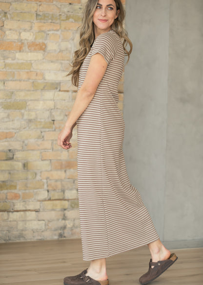 Jane Brown Stripe T-Shirt Maxi Dress IC Dresses