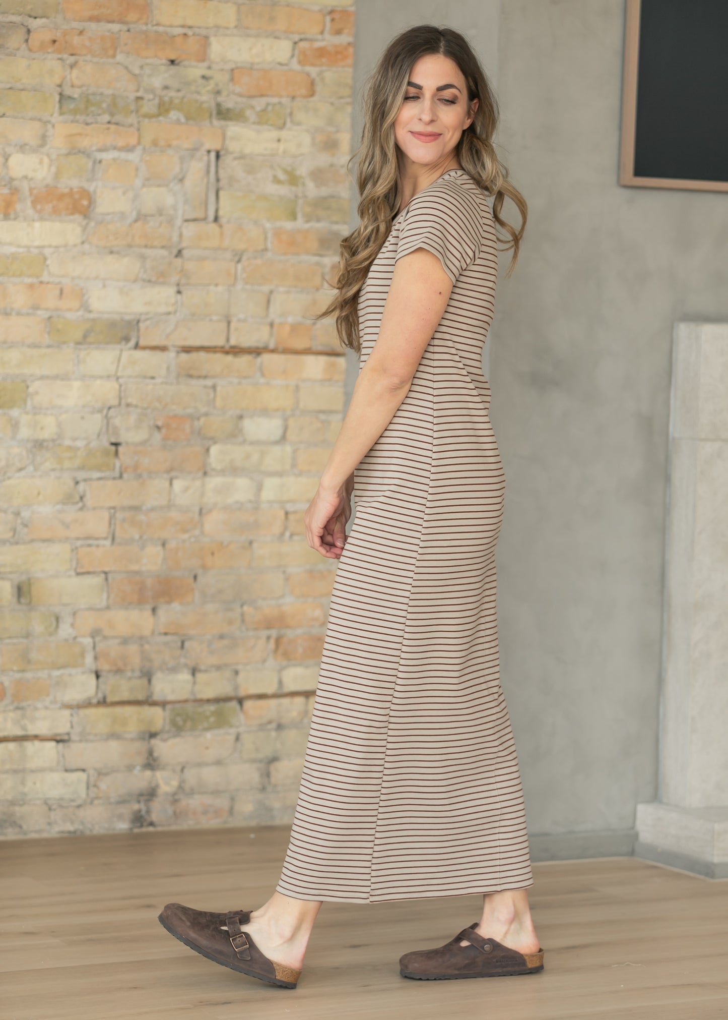 Jane Brown Stripe T-Shirt Maxi Dress IC Dresses