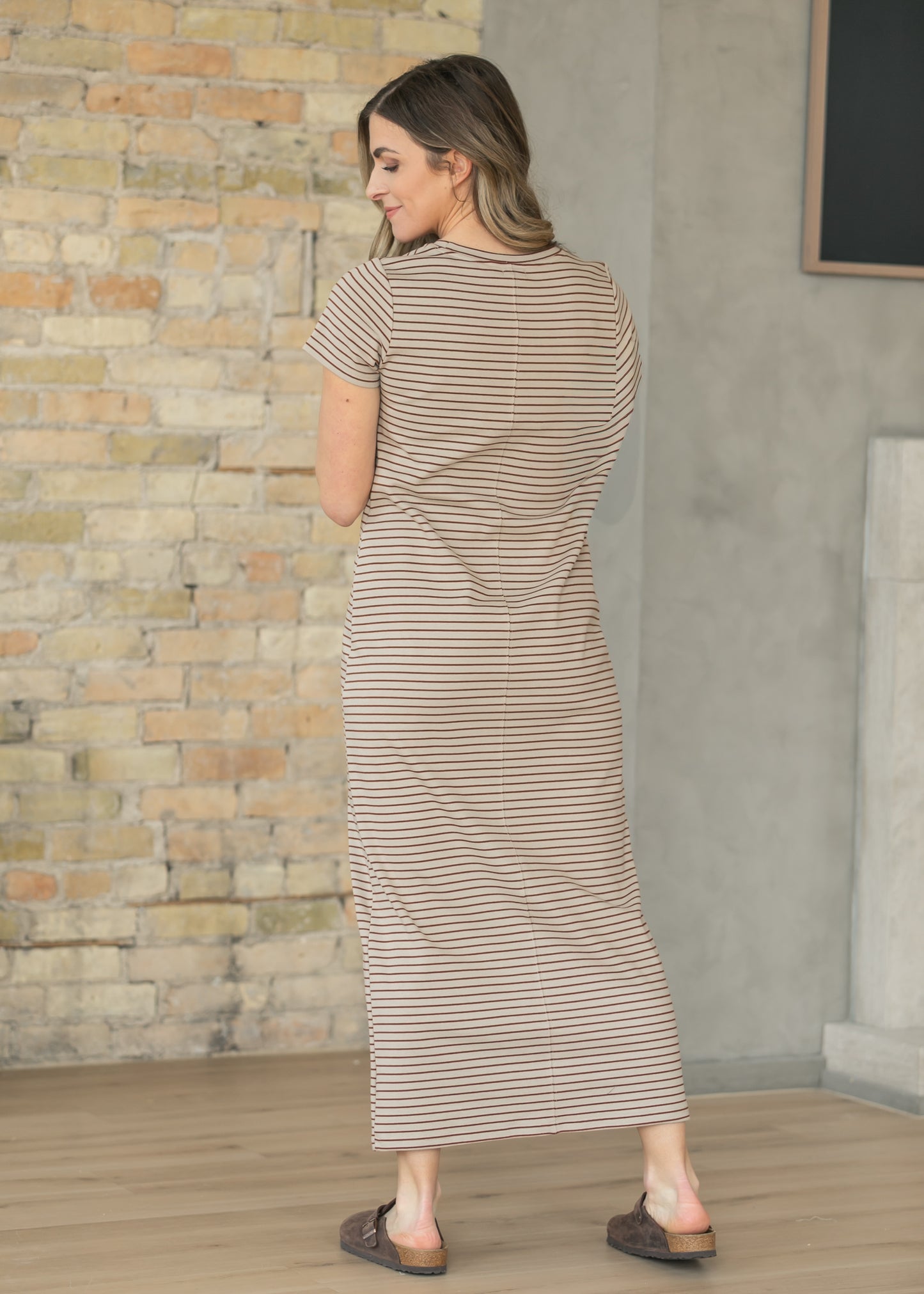 Jane Brown Stripe T-Shirt Maxi Dress IC Dresses