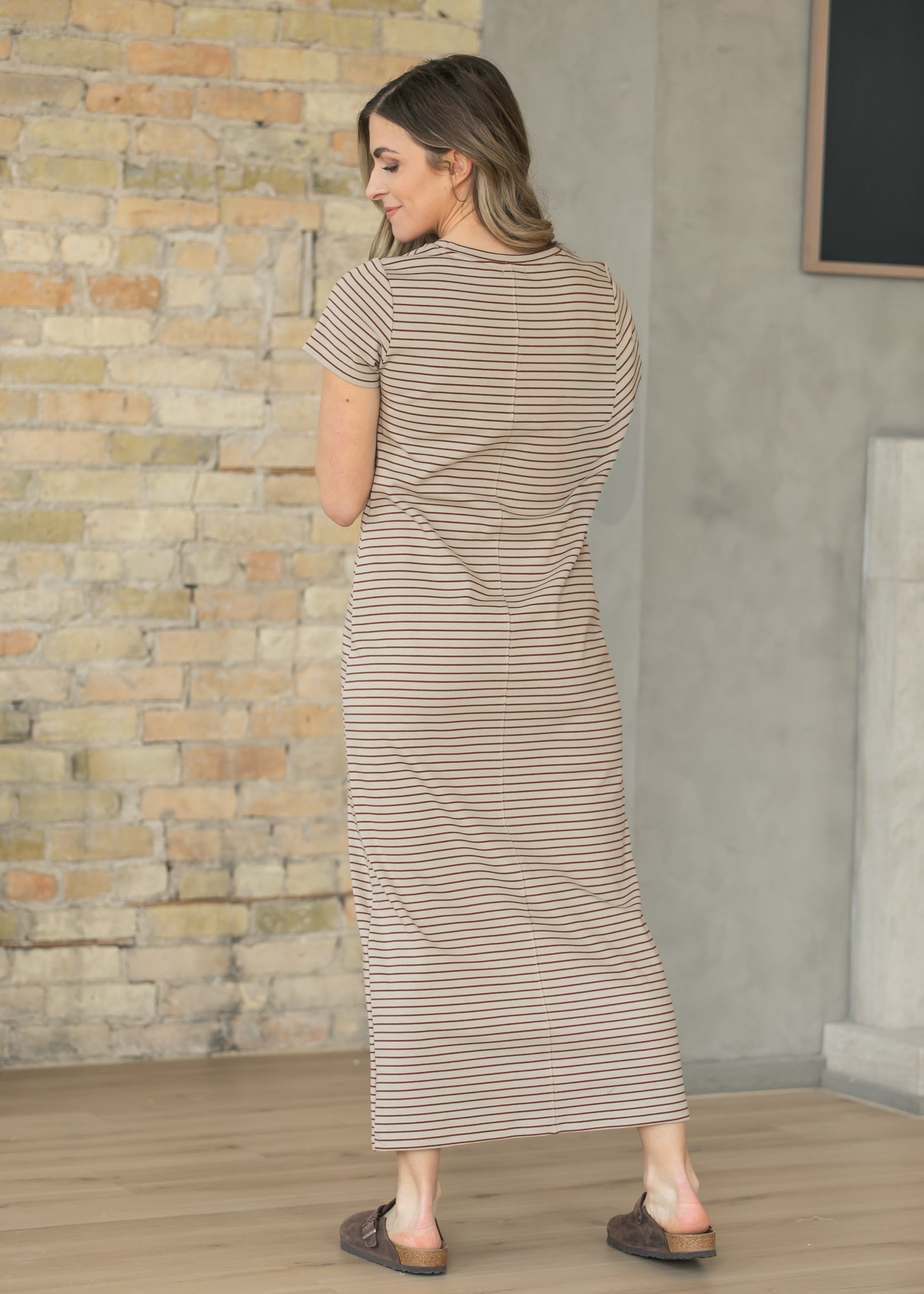 Jane Brown Stripe T-Shirt Maxi Dress IC Dresses