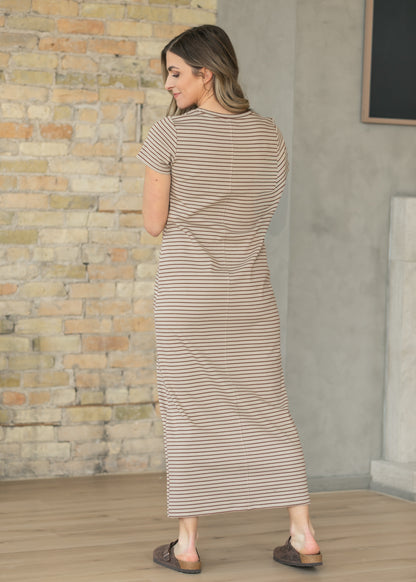 Jane Brown Stripe T-Shirt Maxi Dress IC Dresses