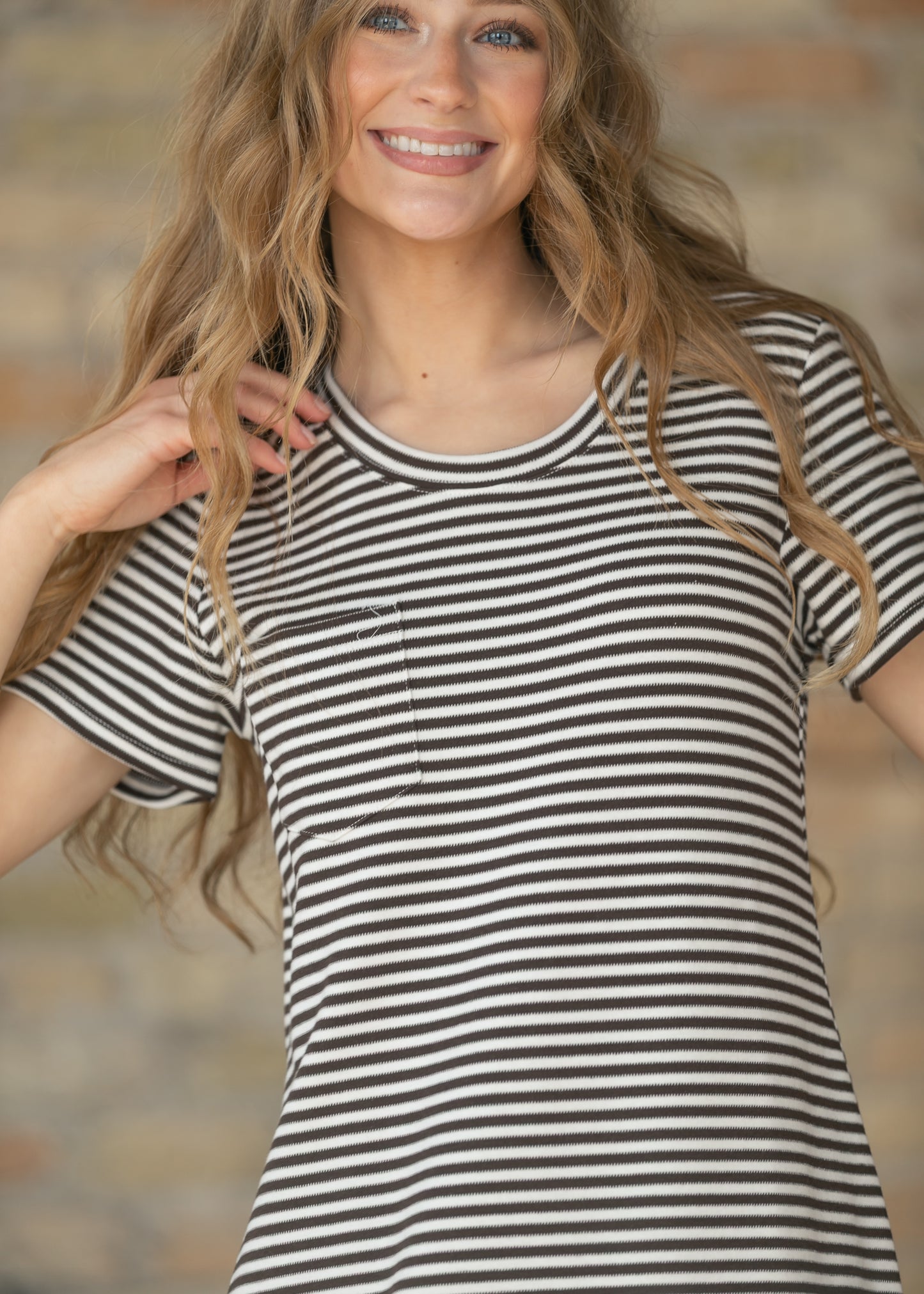Jane Chocolate Striped T-Shirt Maxi Dress IC Dresses