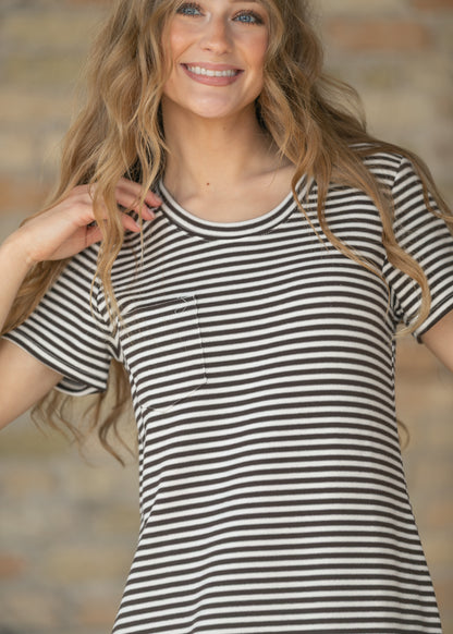 Jane Chocolate Striped T-Shirt Maxi Dress IC Dresses