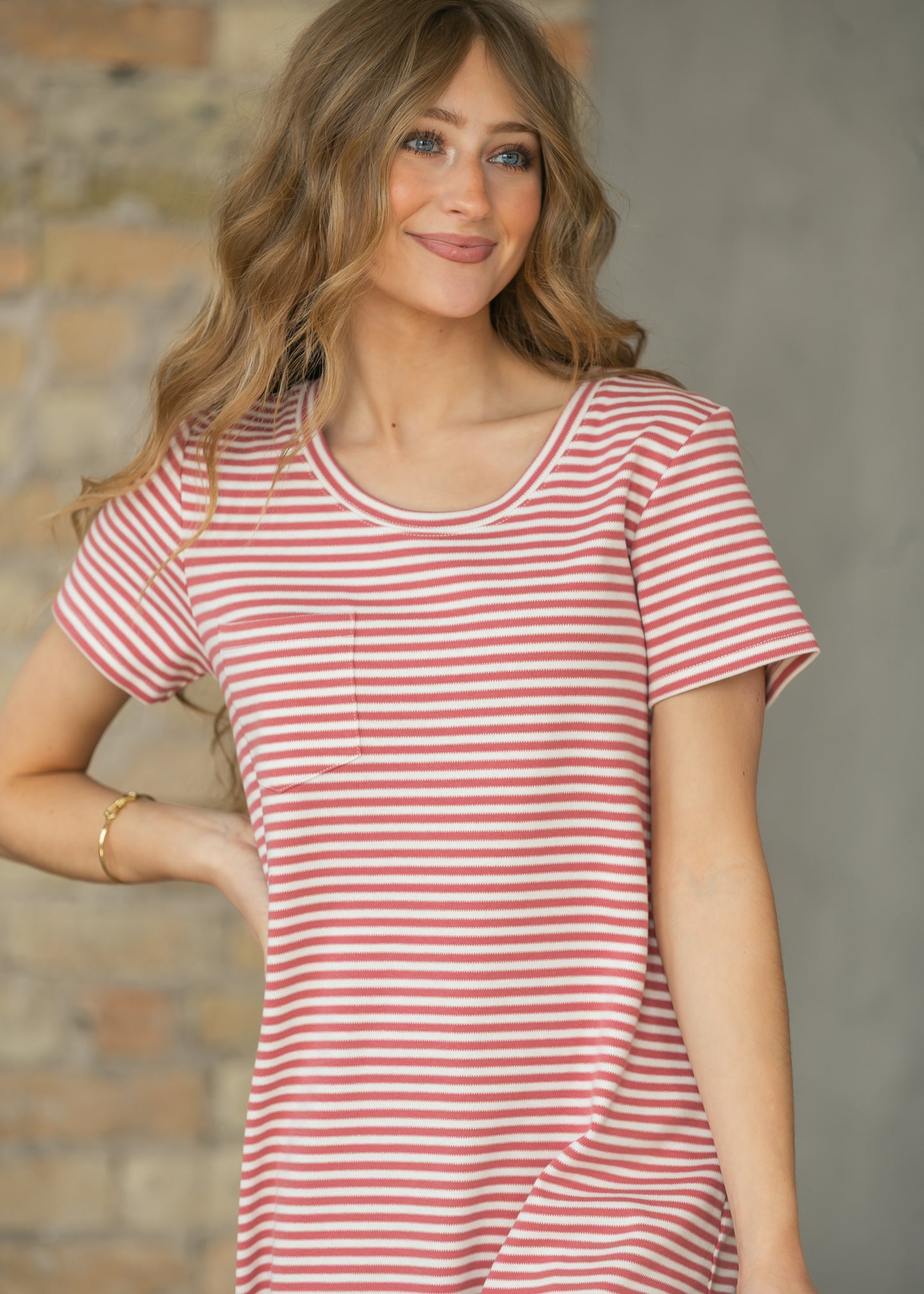 Jane Coral Stripe T-shirt Maxi Dress IC Dresses