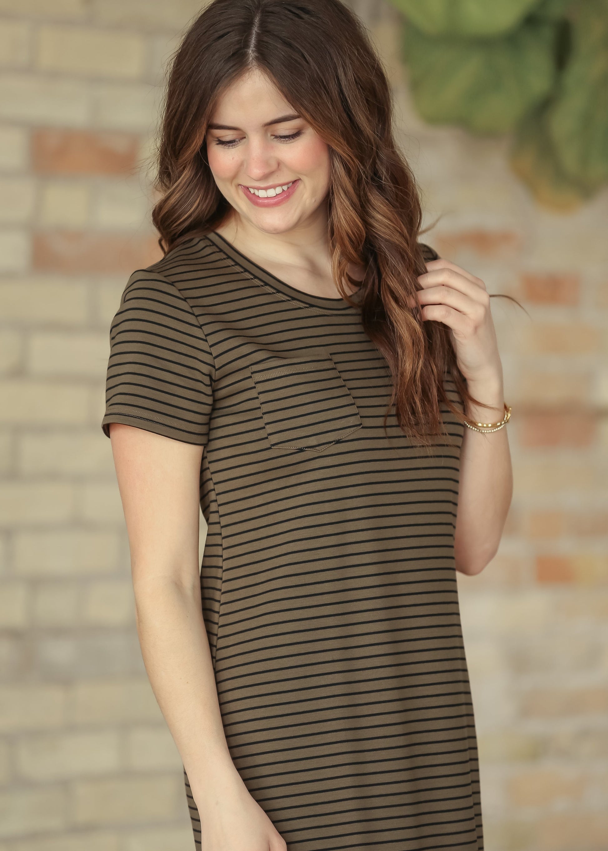 Jane Taupe Stripe T-shirt Maxi Dress IC Dresses