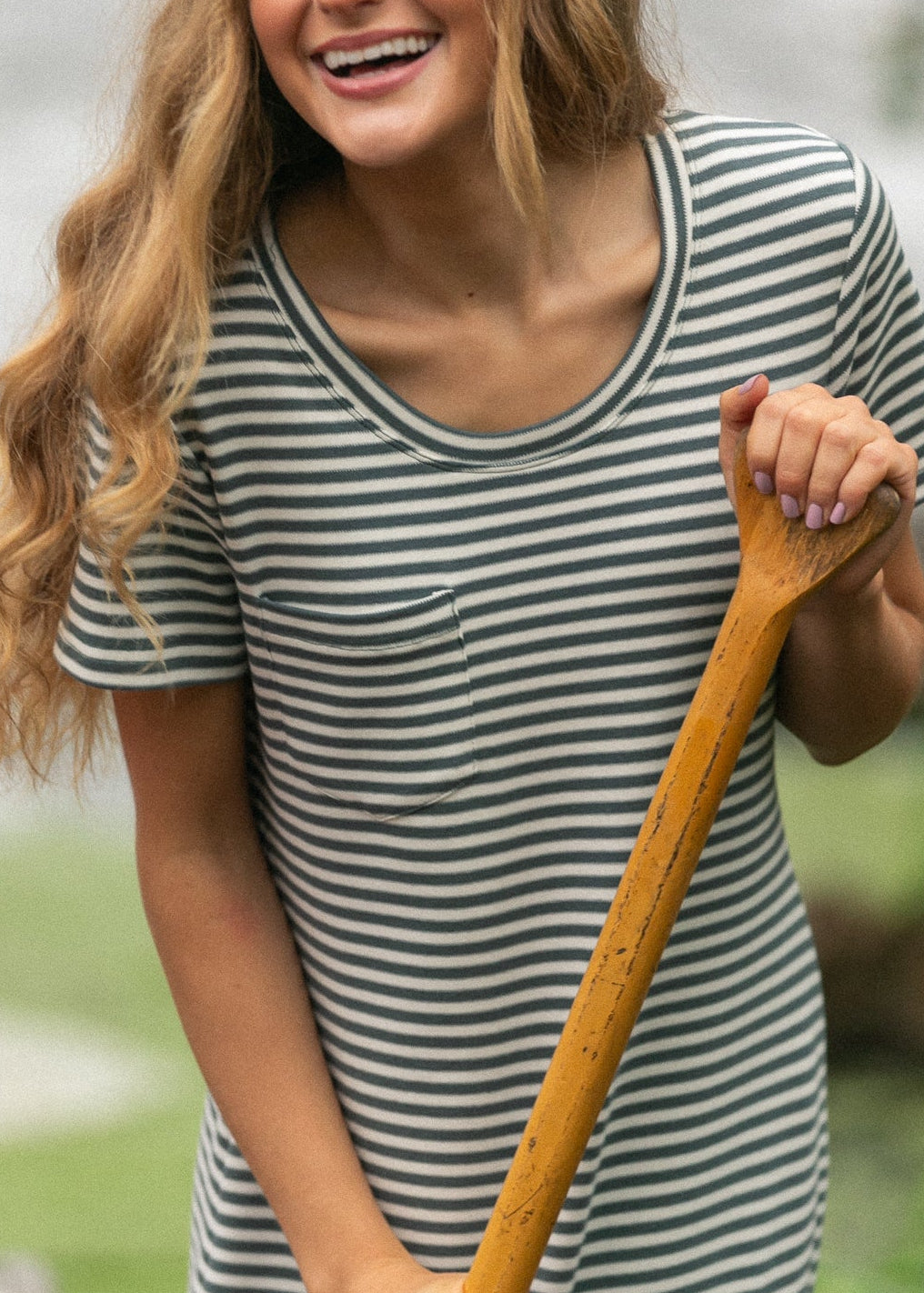 Jane Teal Stripe T-shirt Maxi Dress IC Dresses