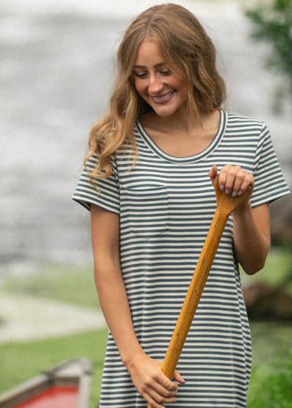 Jane Teal Stripe T-shirt Maxi Dress IC Dresses