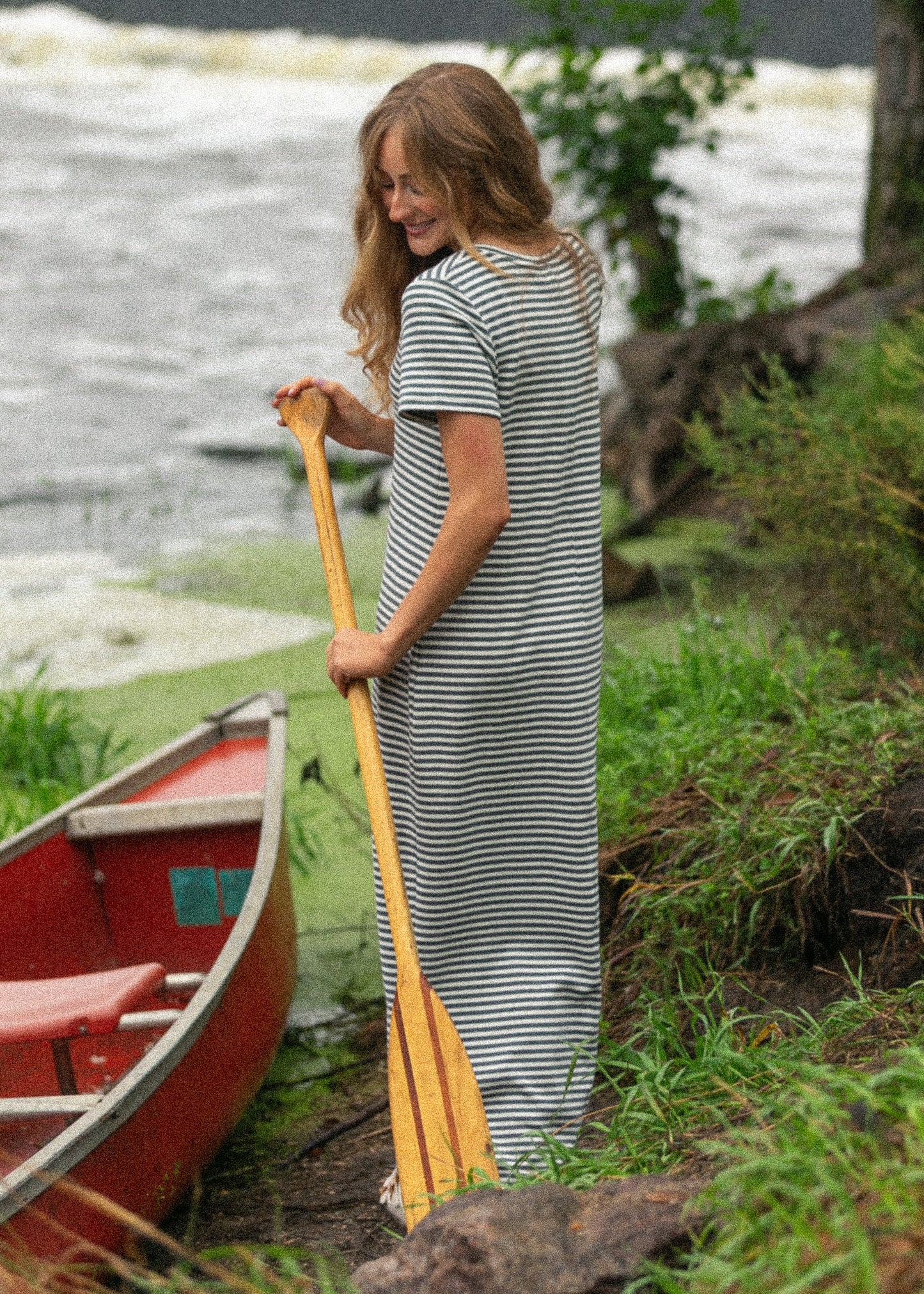 Jane Teal Stripe T-shirt Maxi Dress IC Dresses