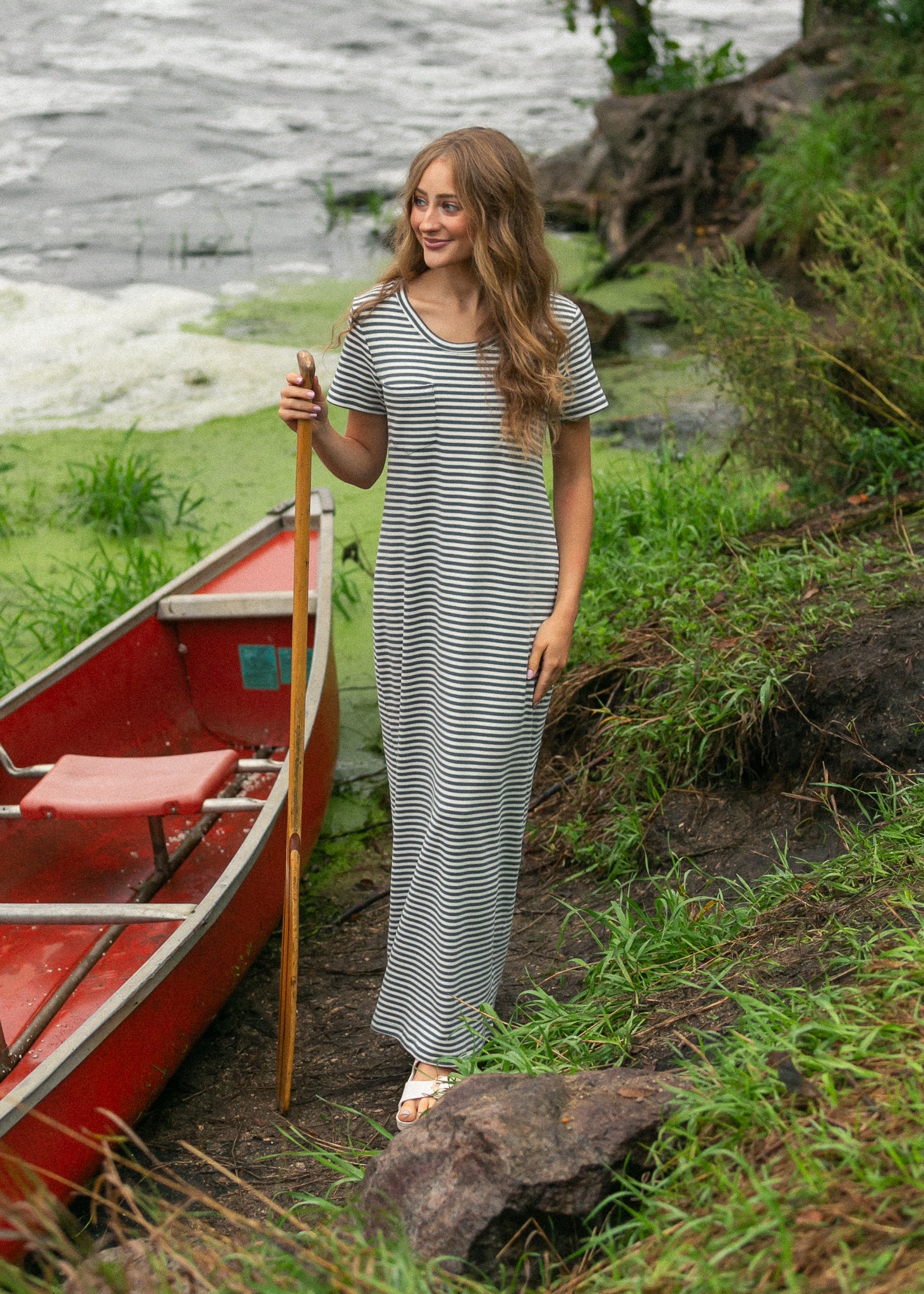 knee length dresses for ladies Women's Green T-Shirt Style Maxi Dress main image 0