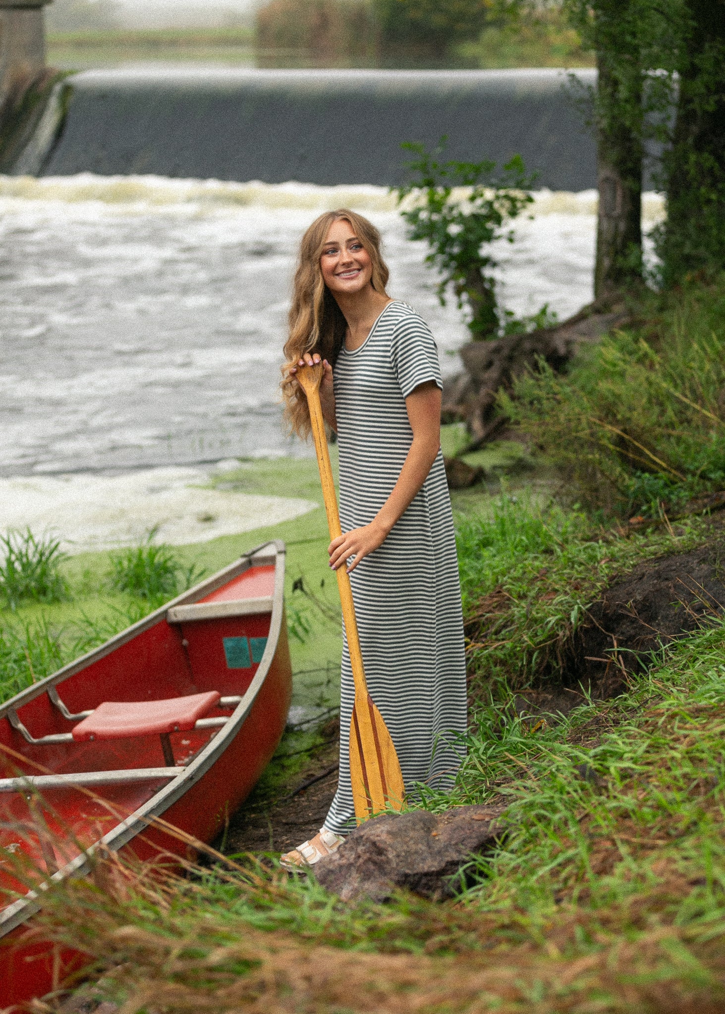 Jane Teal Stripe T-shirt Maxi Dress IC Dresses