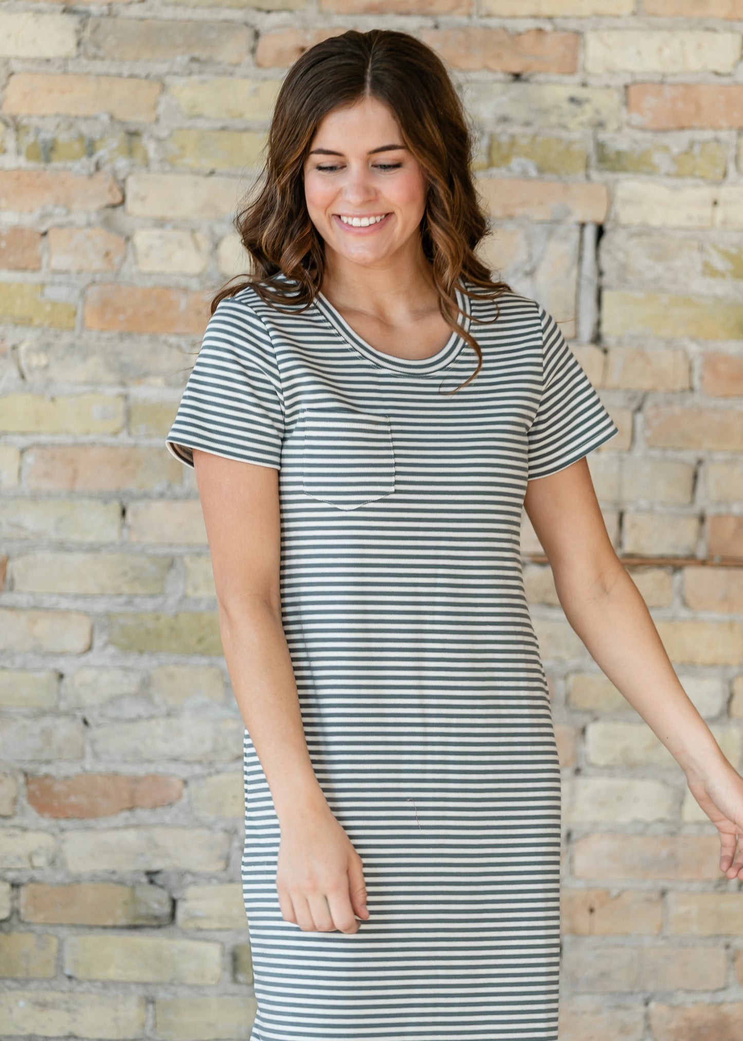 Jane Teal Stripe T-shirt Maxi Dress IC Dresses