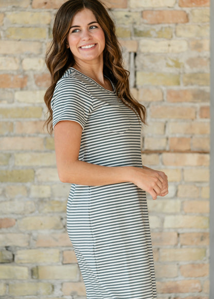 Jane Teal Stripe T-shirt Maxi Dress IC Dresses