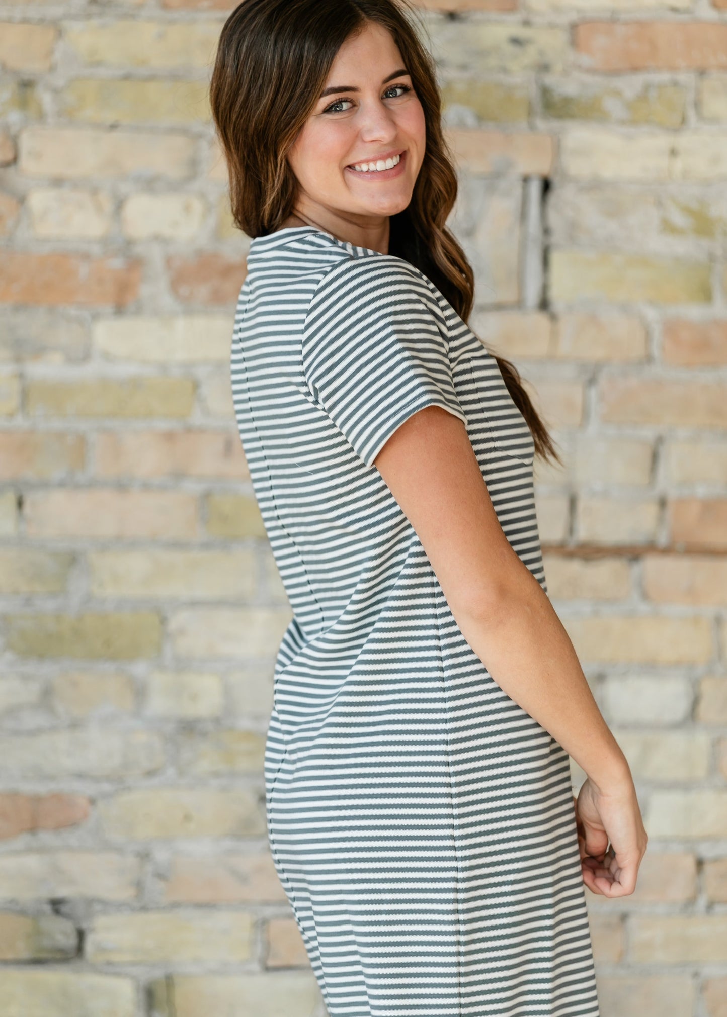 Jane Teal Stripe T-shirt Maxi Dress IC Dresses