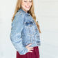 Jaquiline Drop Shoulder Denim Jacket FF Tops