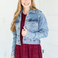 Jaquiline Drop Shoulder Denim Jacket FF Tops
