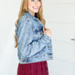 Jaquiline Button Tab Denim Jacket FF Tops