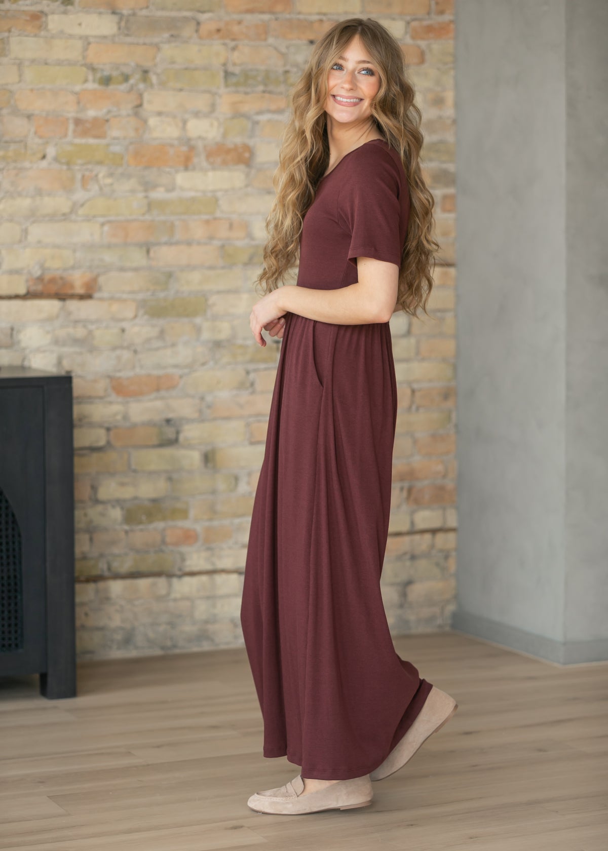 Jasmine Cranberry Ribbed Maxi Dress IC Dresses