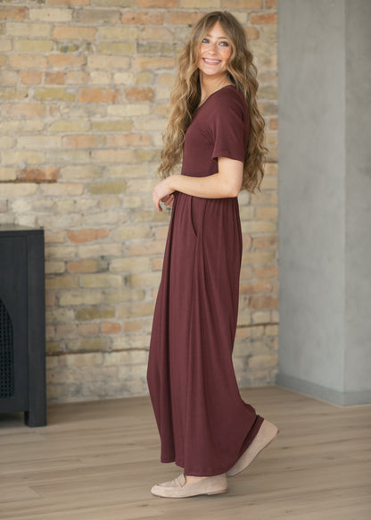 Jasmine Cranberry Ribbed Maxi Dress IC Dresses