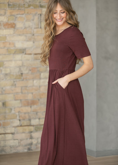 Jasmine Cranberry Ribbed Maxi Dress IC Dresses