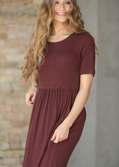 Jasmine Cranberry Ribbed Maxi Dress IC Dresses