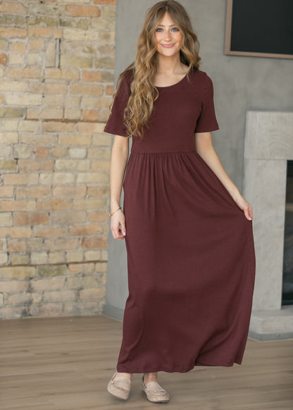 Jasmine Cranberry Ribbed Maxi Dress IC Dresses
