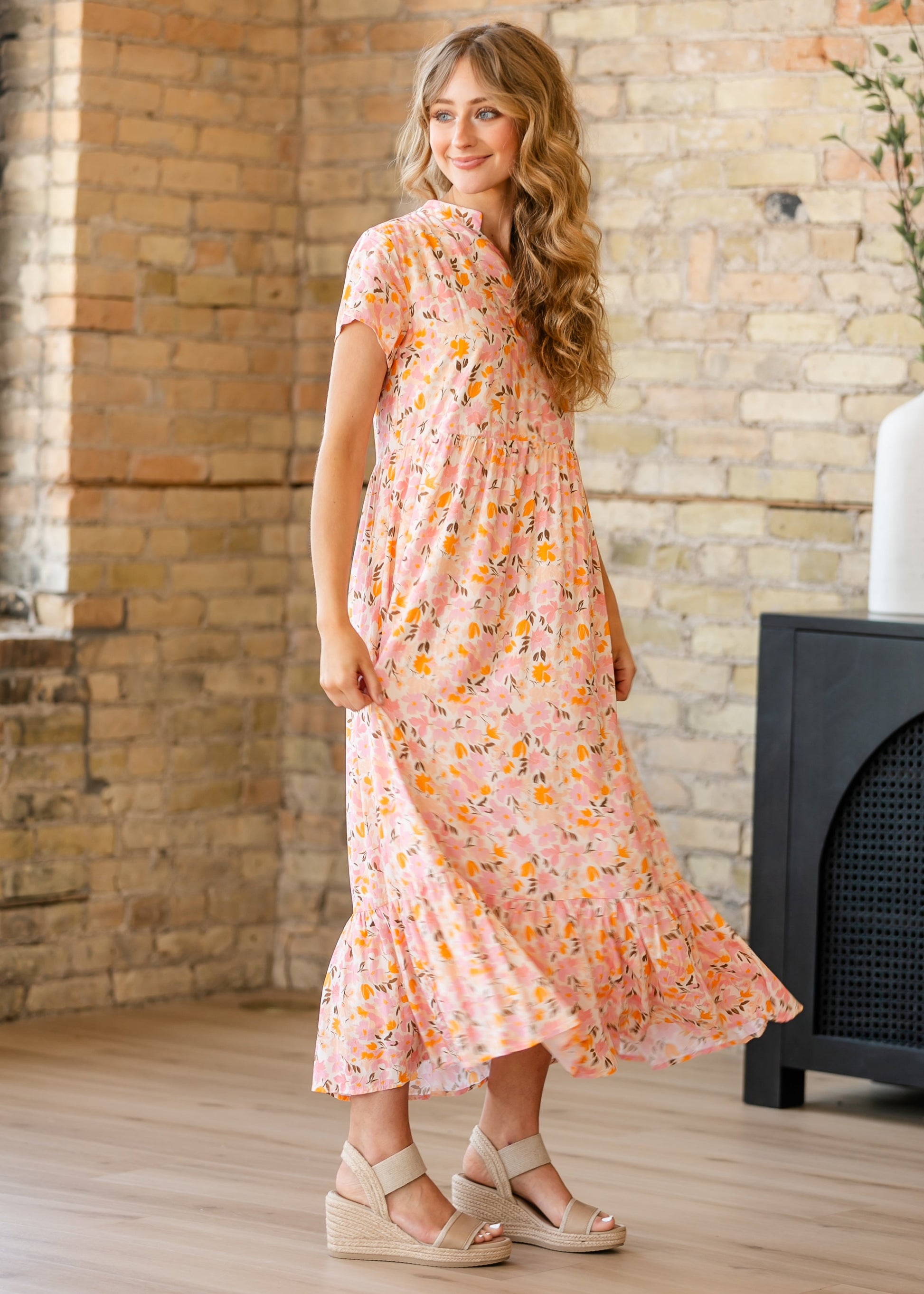 Jaydrien Floral Flutter Sleeve Midi Dress - FINAL SALE, Small Jaydrien Floral Flutter Sleeve Midi Dress - FINAL SALE, Small