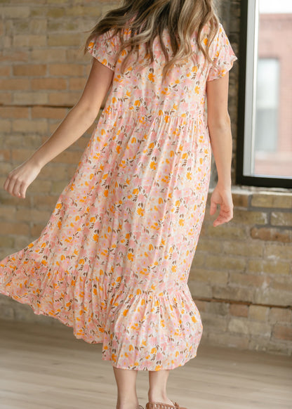 Jaydrien Floral Flutter Sleeve Midi Dress IC Dresses