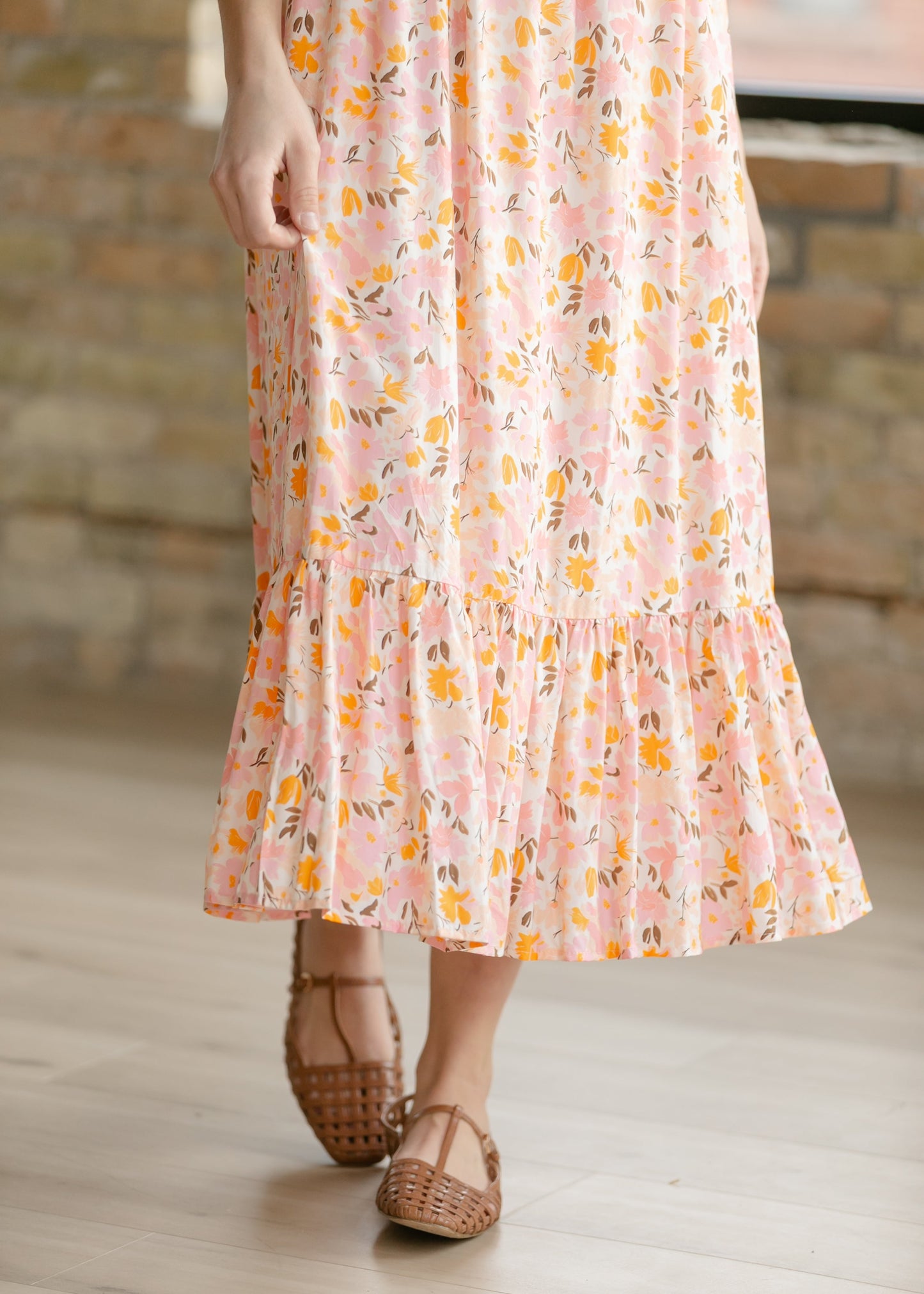 Jaydrien Floral Flutter Sleeve Midi Dress IC Dresses