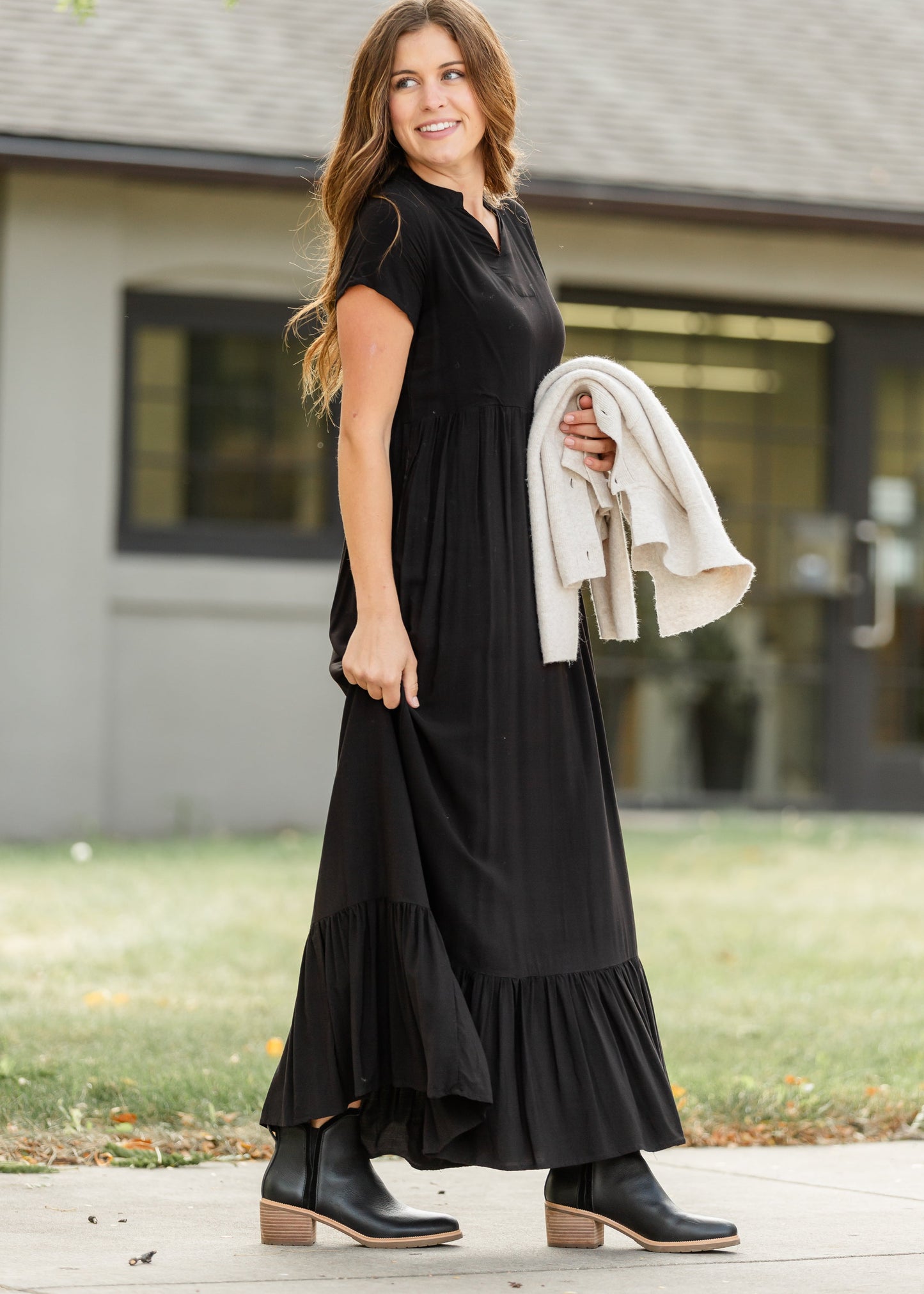 Jaydrien Flutter Sleeve Maxi Dress IC Dresses