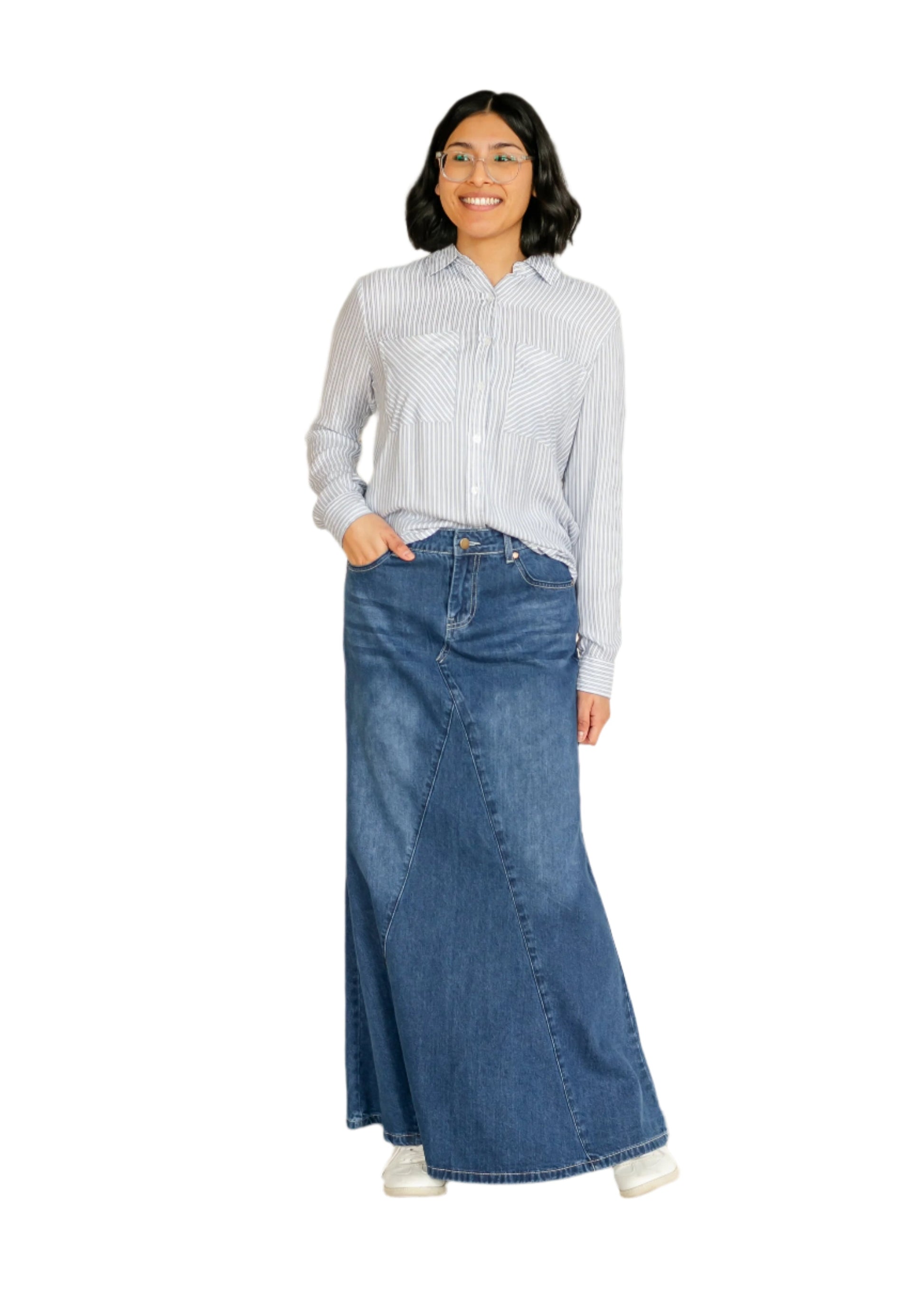 Jennifer A-Line Long Denim Skirt IC Skirts