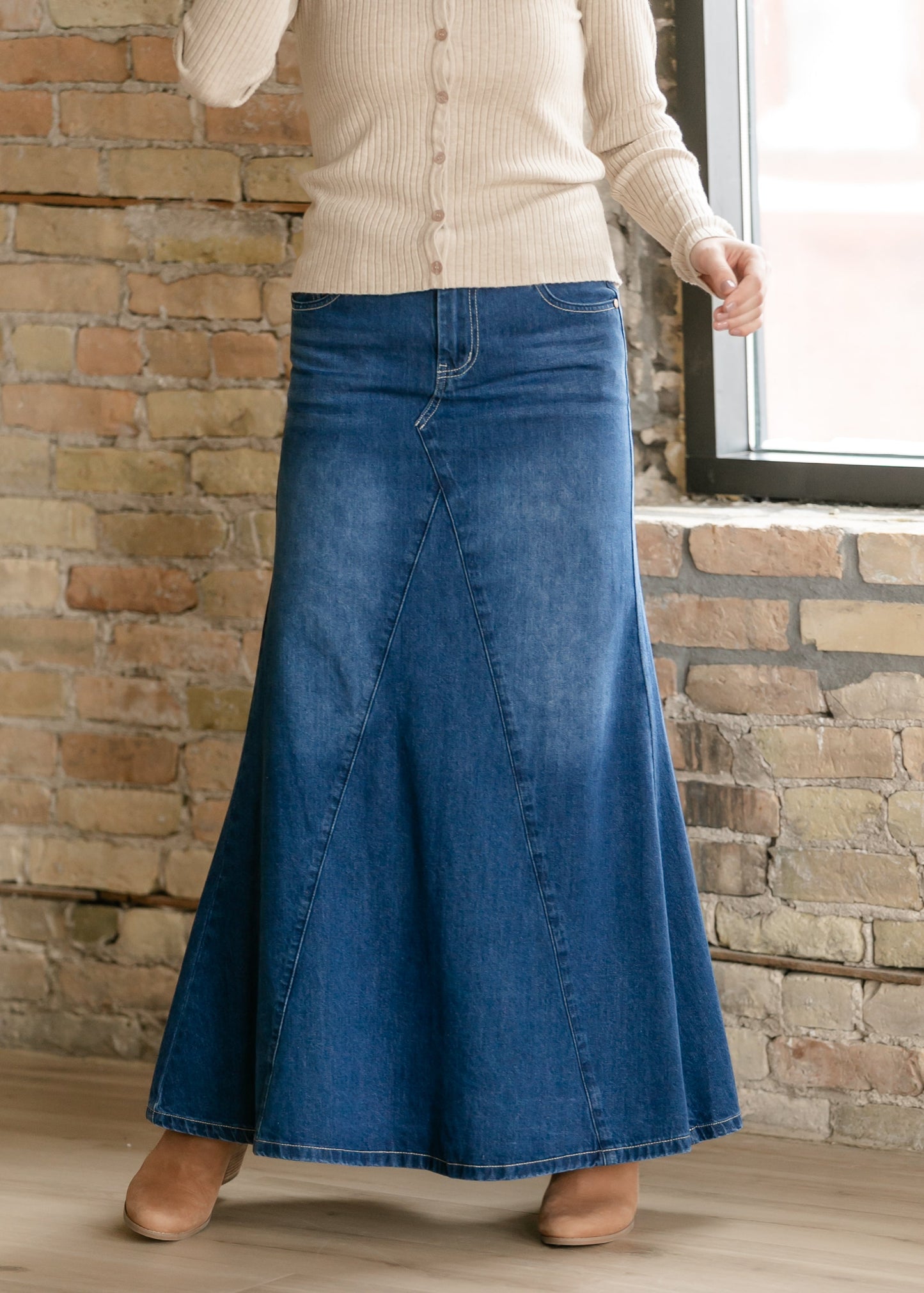 Jennifer A-Line Long Denim Skirt IC Skirts