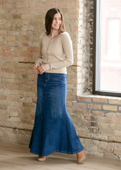 Jennifer A-Line Long Denim Skirt IC Skirts