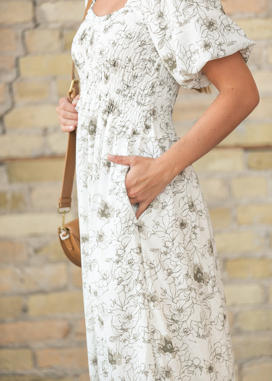 Jensen Olive Short Sleeve Maxi Dress FF Dresses