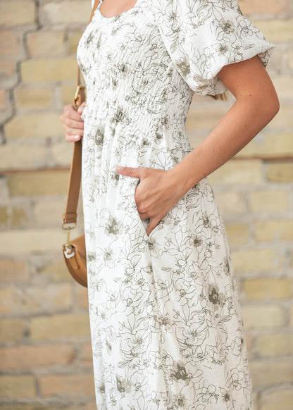 Jensen Olive Short Sleeve Maxi Dress FF Dresses
