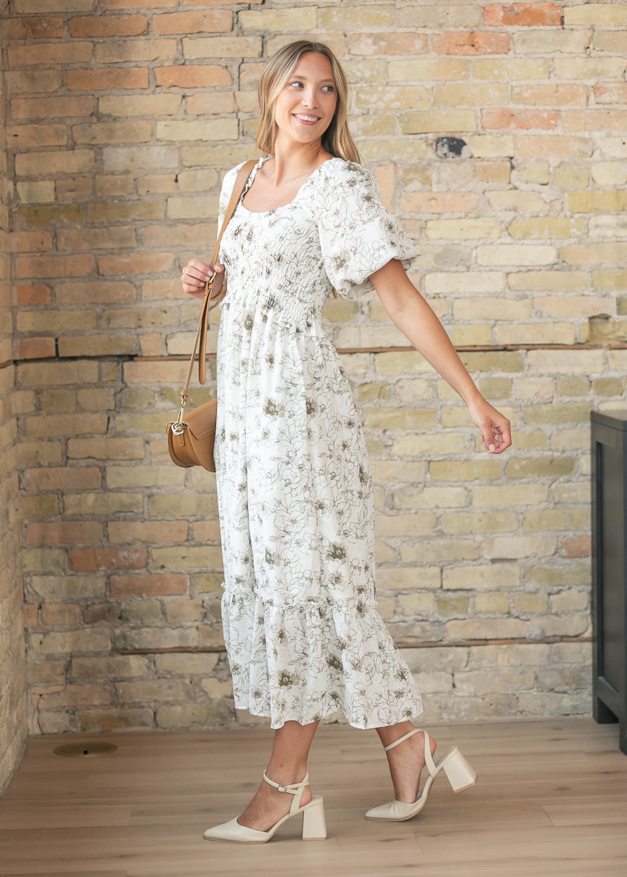 Jensen Olive Short Sleeve Maxi Dress FF Dresses