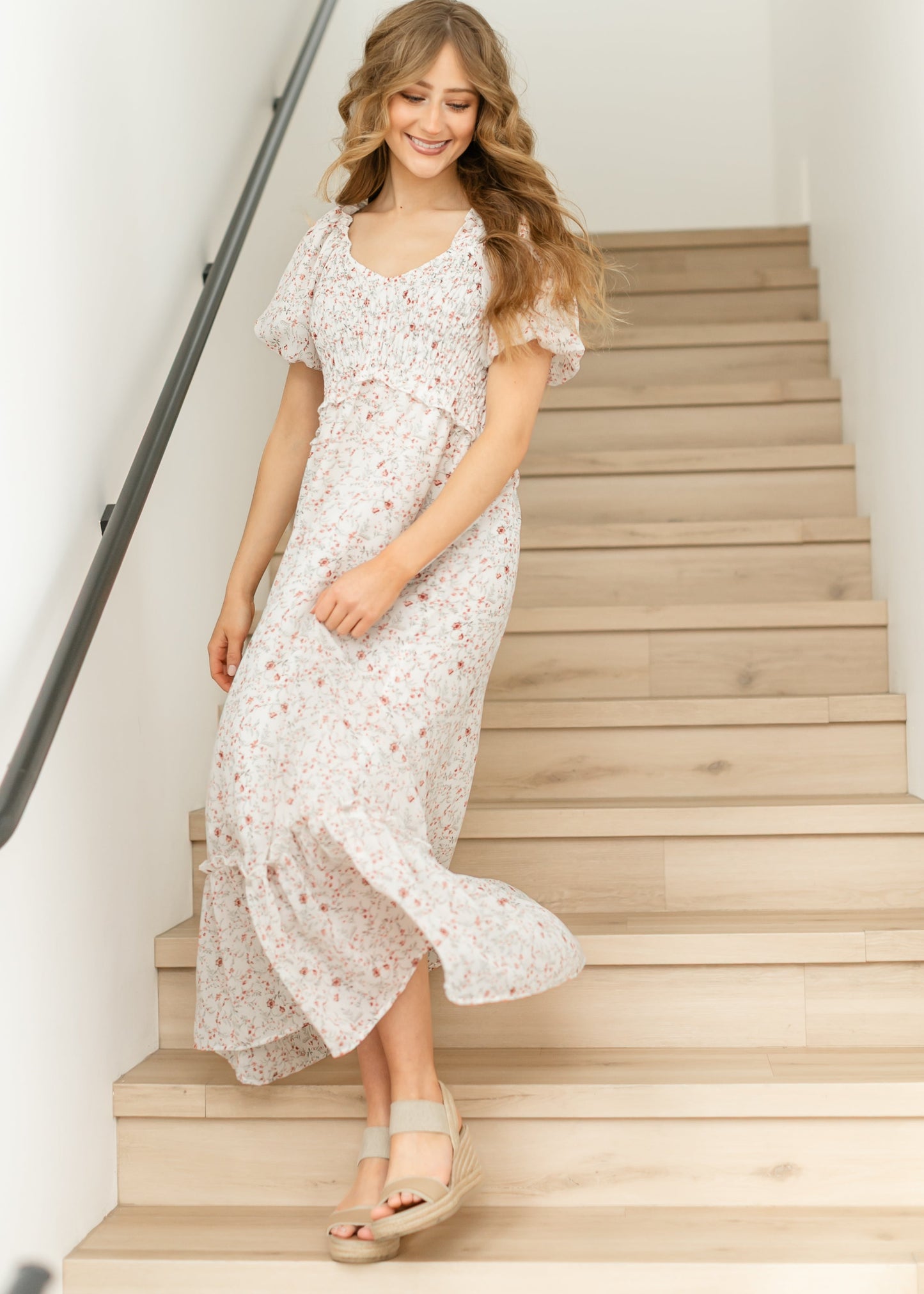 Jensen Puff Sleeve V-Neck Maxi Dress FF Dresses