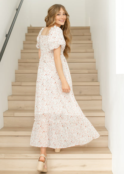 Jensen Puff Sleeve V-Neck Maxi Dress FF Dresses