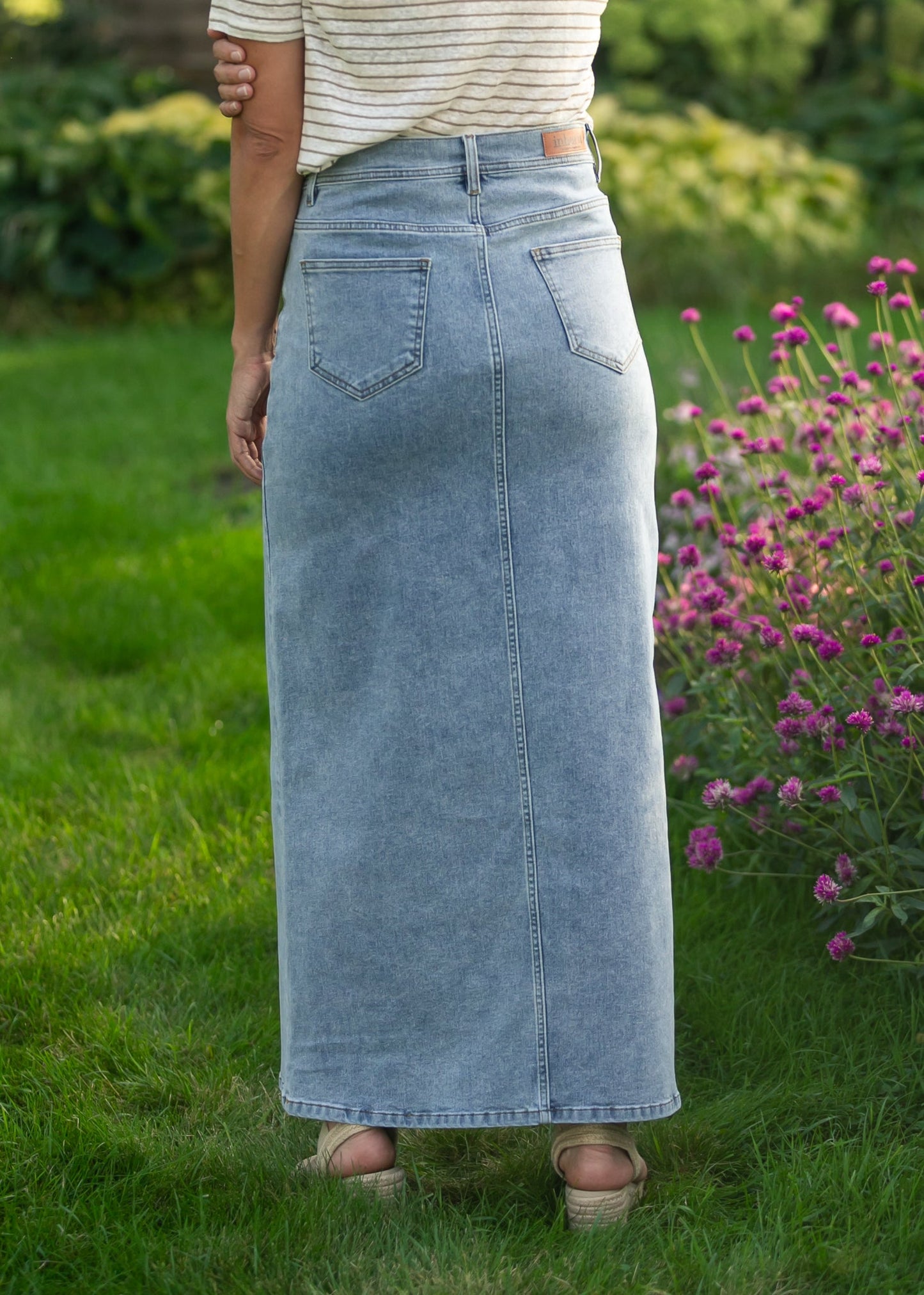 Jessa A-line Denim Maxi Skirt FF Skirts