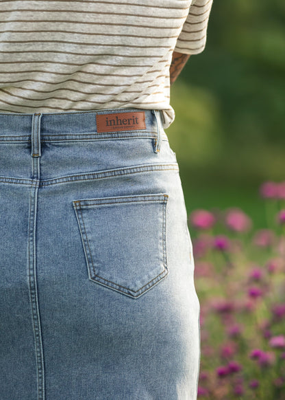 Jessa A-line Denim Maxi Skirt FF Skirts